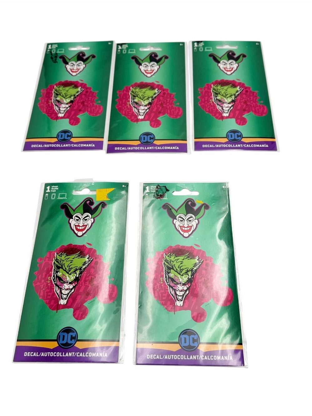 SandyLion WB DC Comics Joker Decal Sticker Lot of 5 New Sealed
